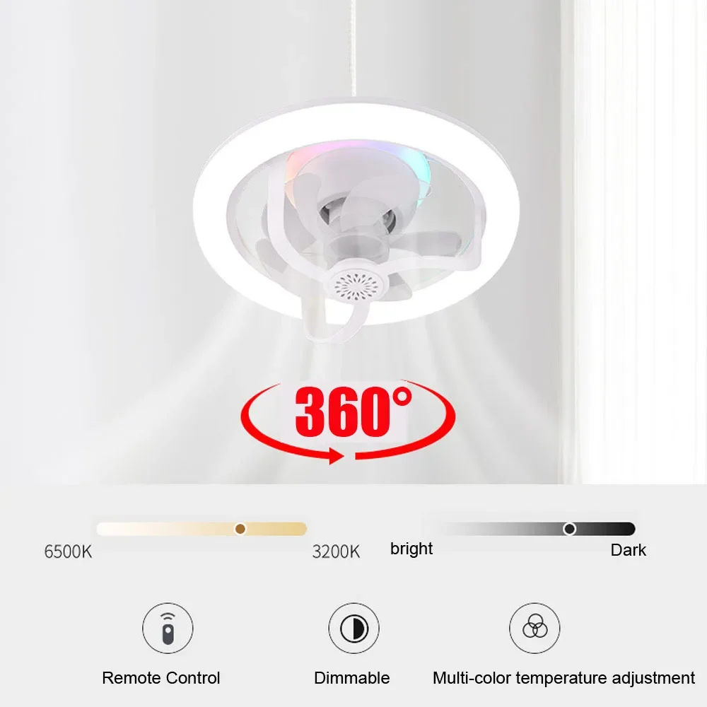 E27 Ceiling Fan Bulb with LED Light and Remote Control Chandelier RGB Color Dimm