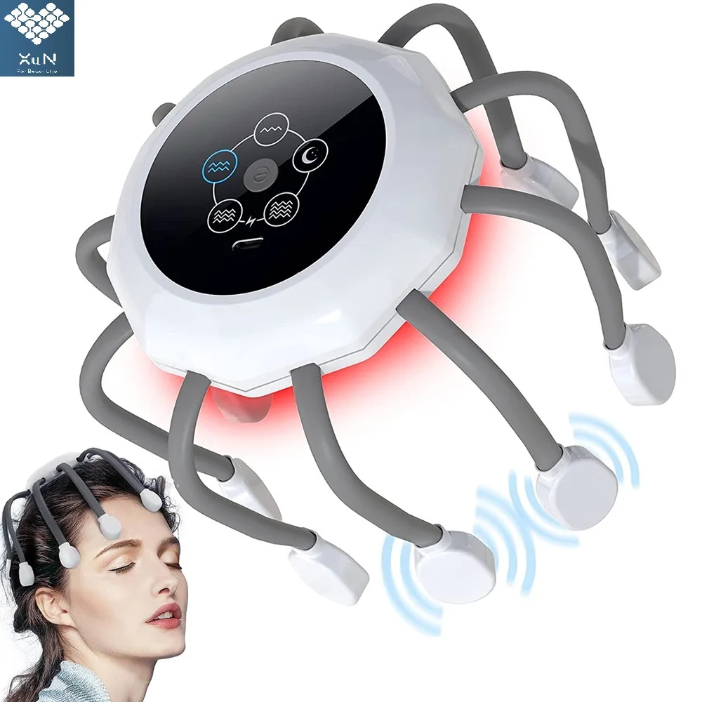 Electric Scalp Head Massager Red Light Therapy Vibrator Octopus Head Scratcher F