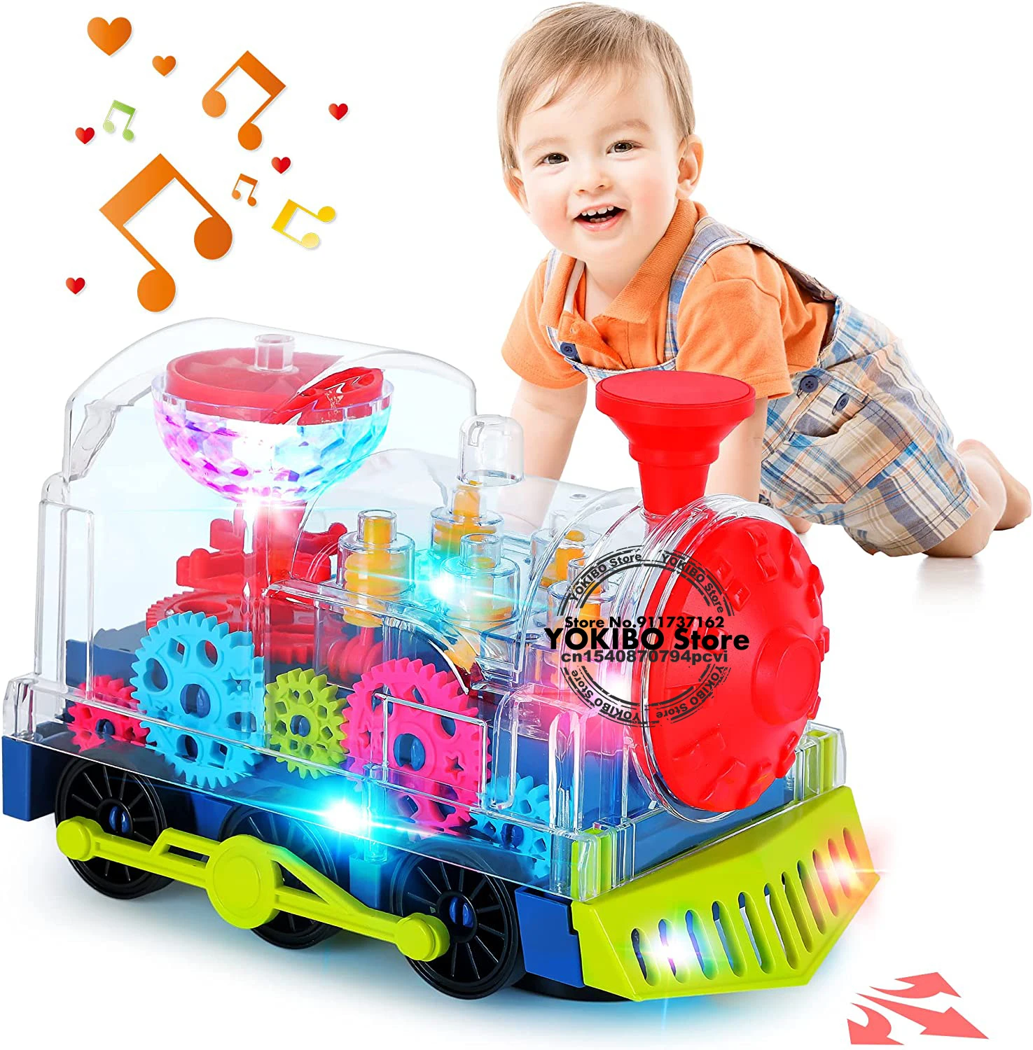 Electric Train Toy for Kids Toddlers Crawling Train with Light Sound Music Early
