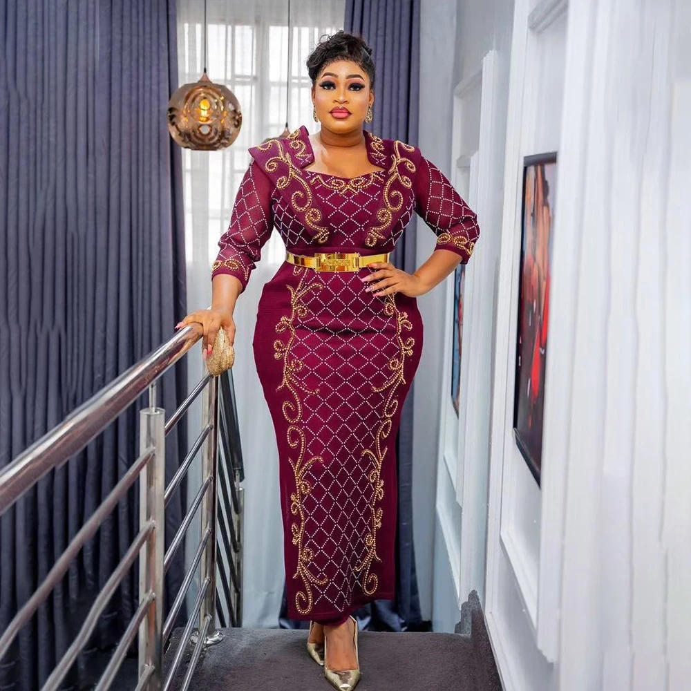 Elegant African Dresses for Women 2023 New Africa Clothing Plus Size Turkey Wedd