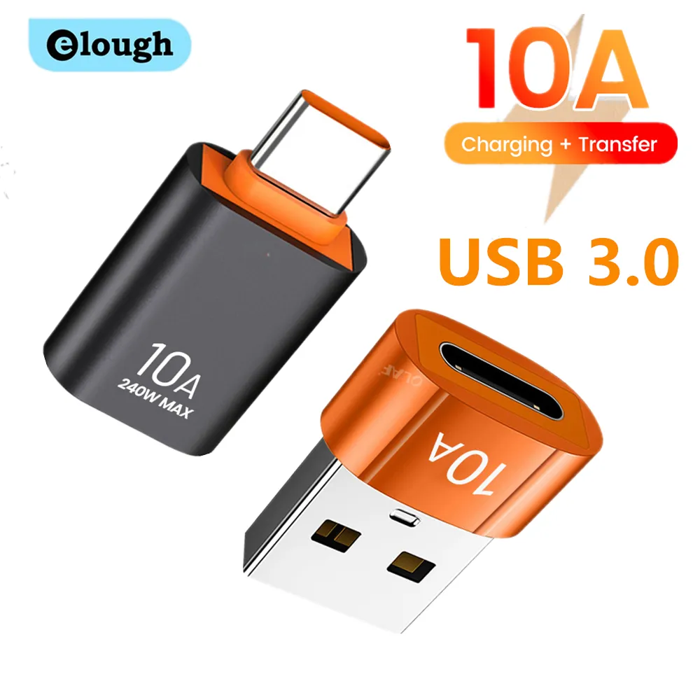 Elough 10A OTG USB 3.0 To Type C Adapter USB C Male To USB Female Converter Fast