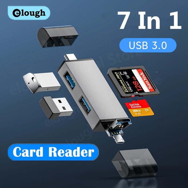 Elough 7 In 1 Multifunction Usb 3.0 Card Reader Micro SD TF Card Memory Reader U