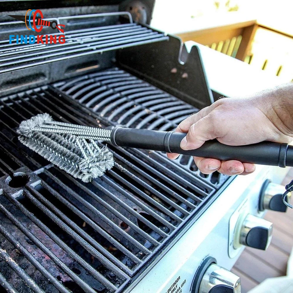 FINDKING Grill Cleaning Brush BBQ Tool Grill Brush 3 Stainless Steel Brushes In 