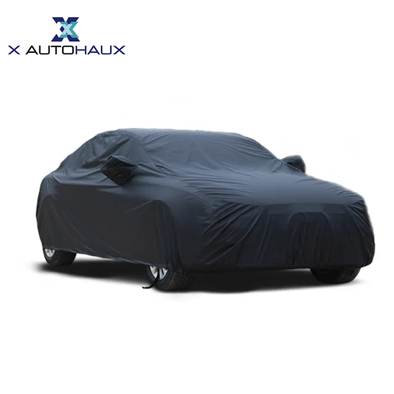 Fabric Full Car Covers Universal Breathable Waterproof Black Sun Protection Cove