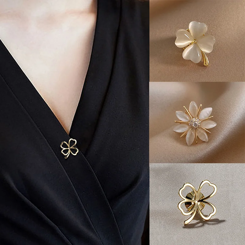 Fashion Brooch Set Flower Bow Brooches for Women Metal Anti-glare Lapel Pin Fixe