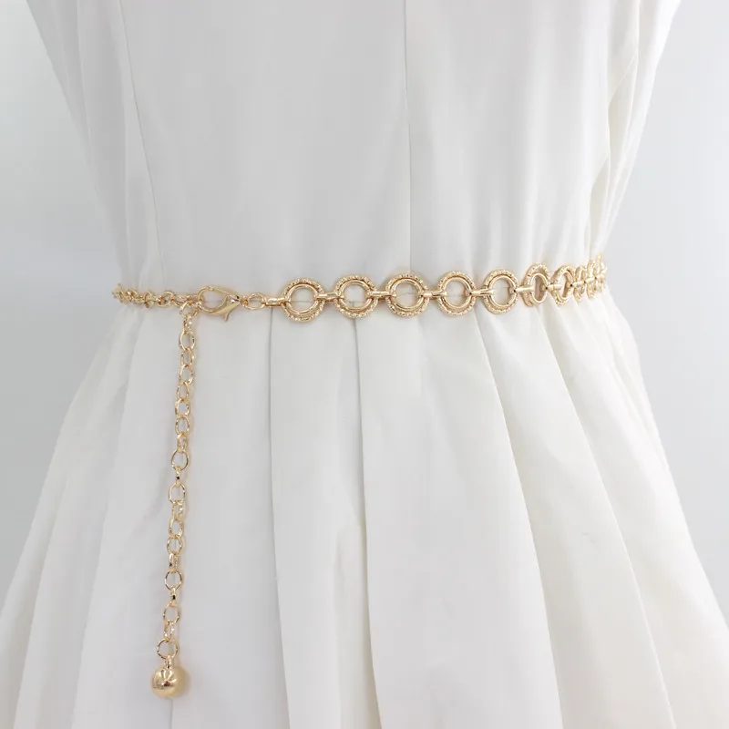 Fashion Circle Metal Waist Chain Belt Women'S Gold Silver Waistband Hip Hop Styl