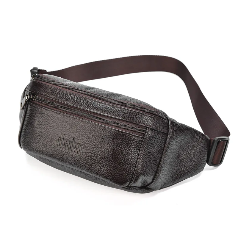 Fashion Men's Genuine Leather Waist Packs Casual Business High Capacity Shoulder