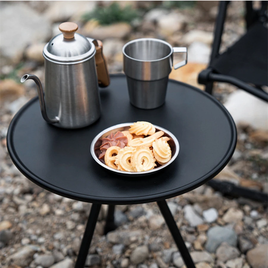 Folding Round Table Portable Telescopic Outdoor Three-legged Dining Table Alumin