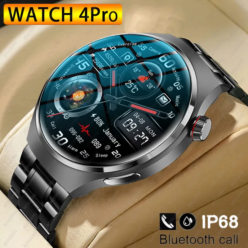 For Huawei Xiaomi NFC Smart Watch Men Watch 4 Pro AMOLED HD Screen Heart Rate Bl