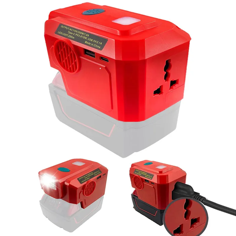 For Milwaukee 18V Battery 200W Power Inverter Outdoor Generators DC to AC 110V P