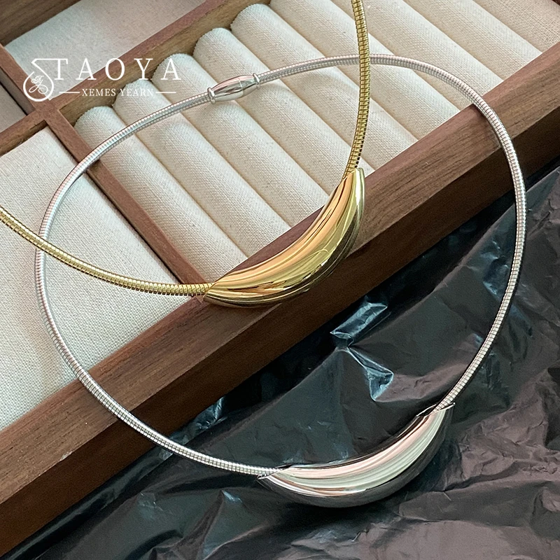 French Retro Design Metal Tube Snake Bone Chain Collar For Women‘s Exaggerated S