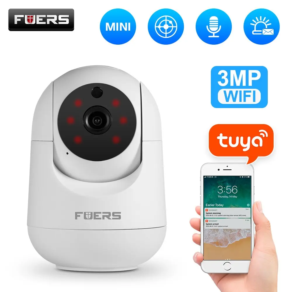 Fuers 3MP WiFi Camera Tuya Smart Home Indoor Wireless IP Surveillance Camera AI 