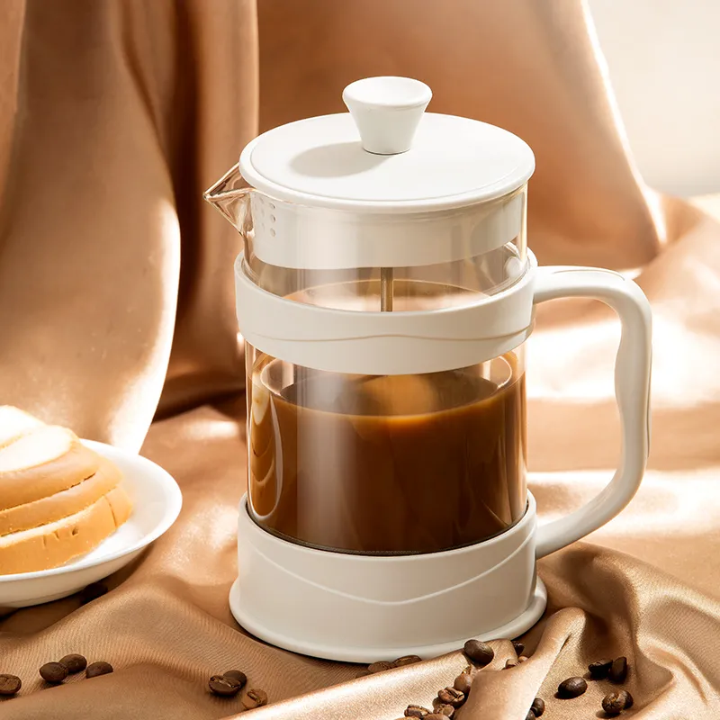 GIANXI Plastic Lid French Press Coffee Pot Stainless Steel Glass Coffee Maker Mu