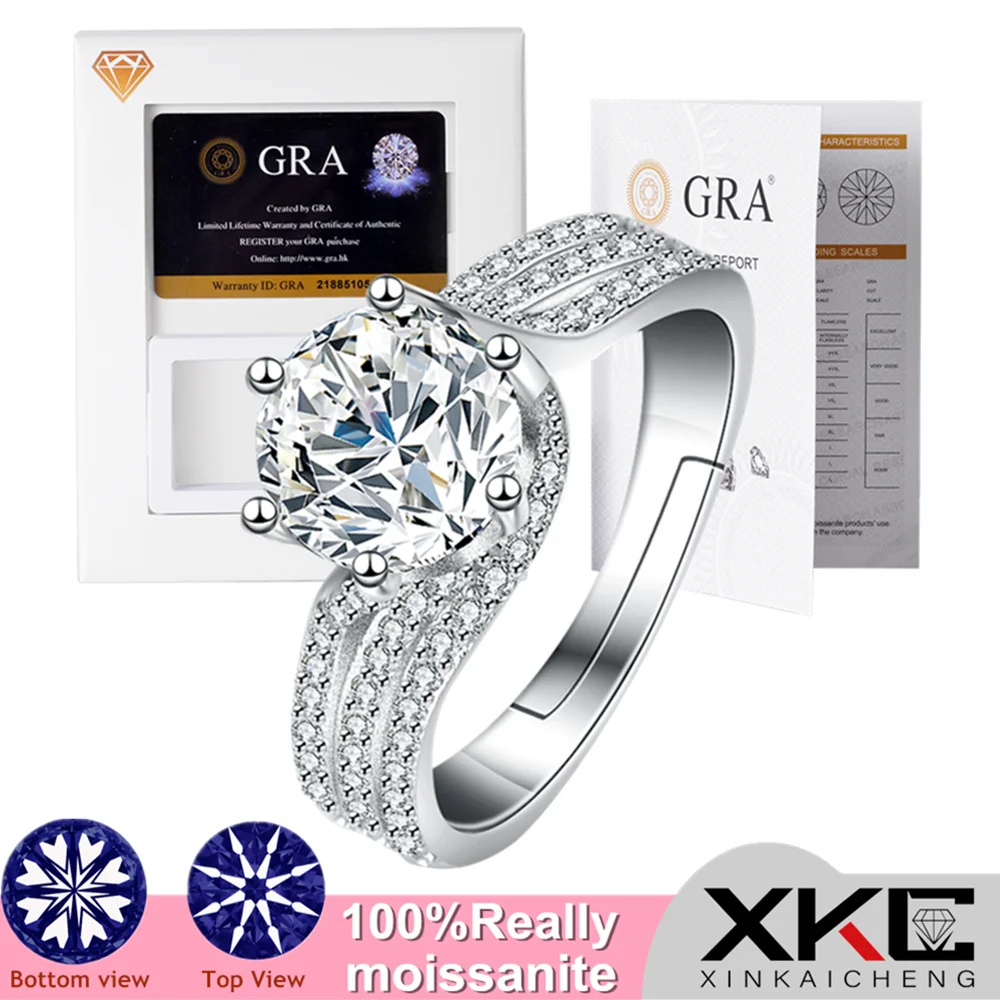 GRA moissanite ring, two-carat Deluxe Crown, full of diamonds, set with lady jew