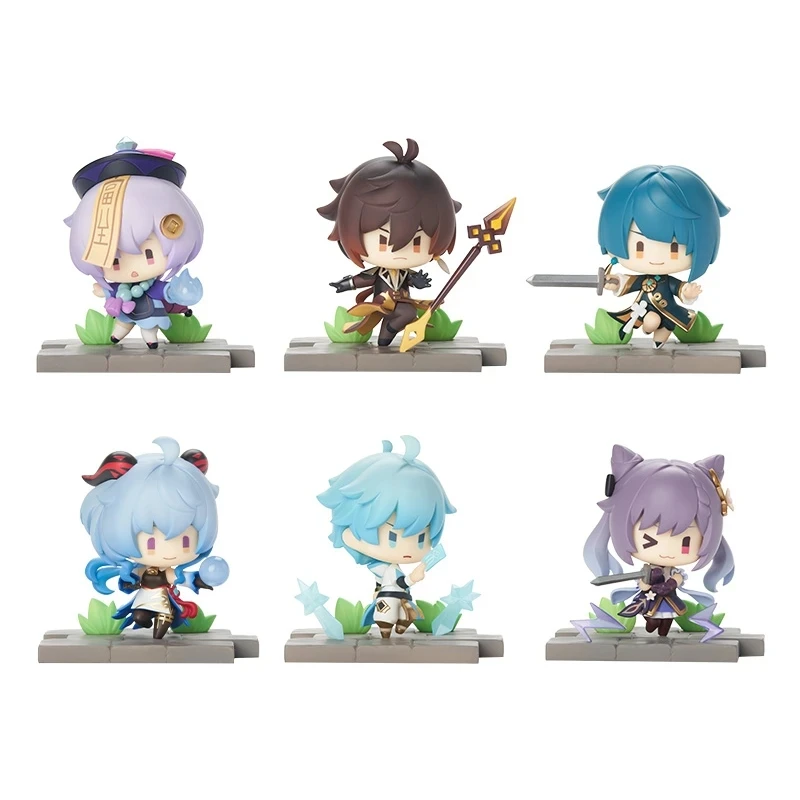 Genshin Impact Anime Figure Battlefield Heroes Zhongli Liyue Keqing Qiqi Chongyu