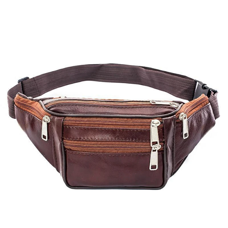 Genuine Leather Waist Bag Men Waist Pack Waist Bag Funny Pack Belt Bag Men Chain