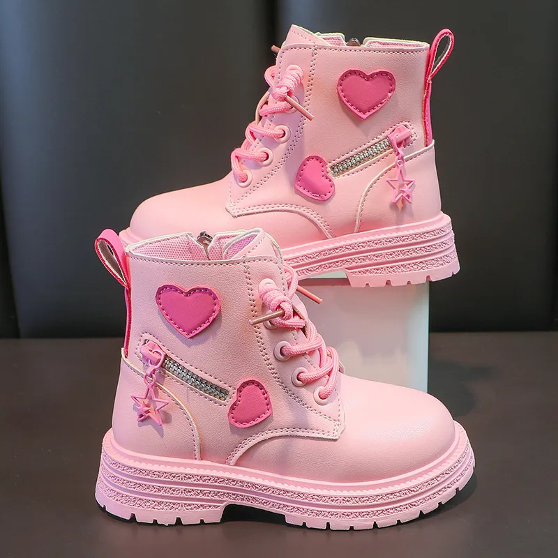 Girls Boots Kids Fashion Rubber Boots Cool Girl Autumn and Winter Cotton Soft So
