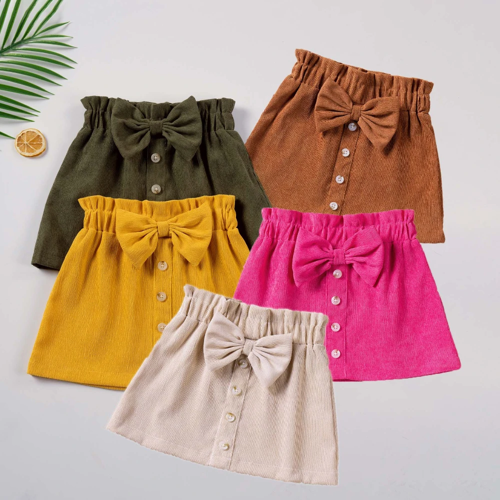 Girls Summer Half-body Skirt Fashion Solid Colour A-line Skirt Children's Button
