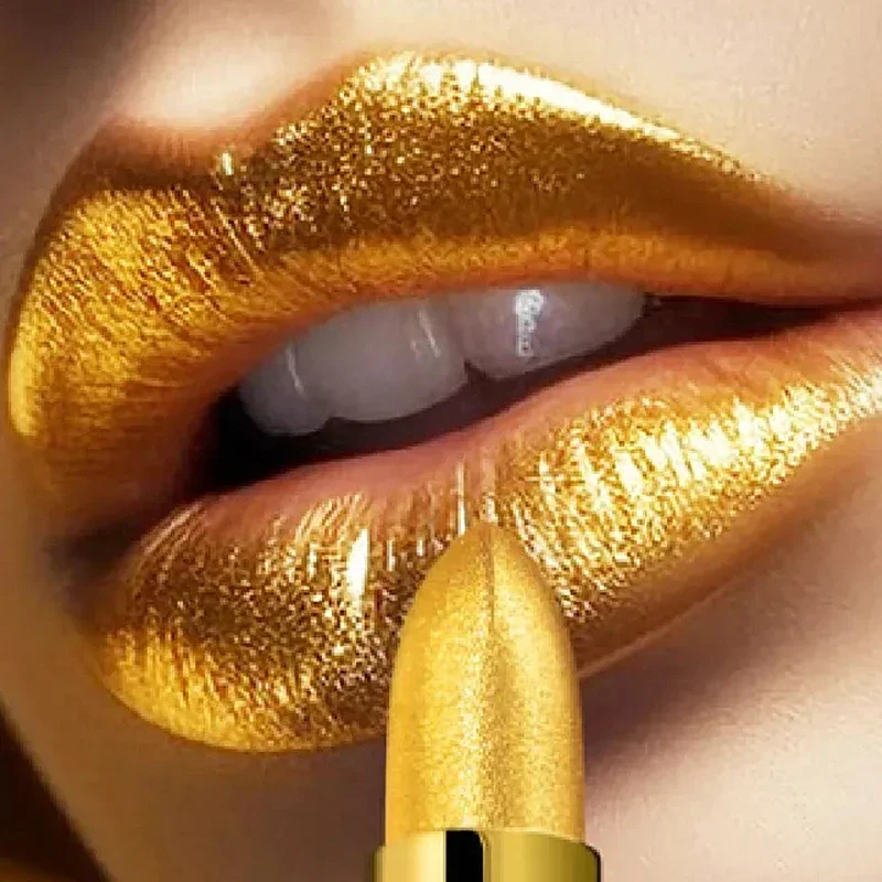 Glitter Gold Lipstick Shiny Metallic Matte Velvet Waterproof Long Lasting Sexy G