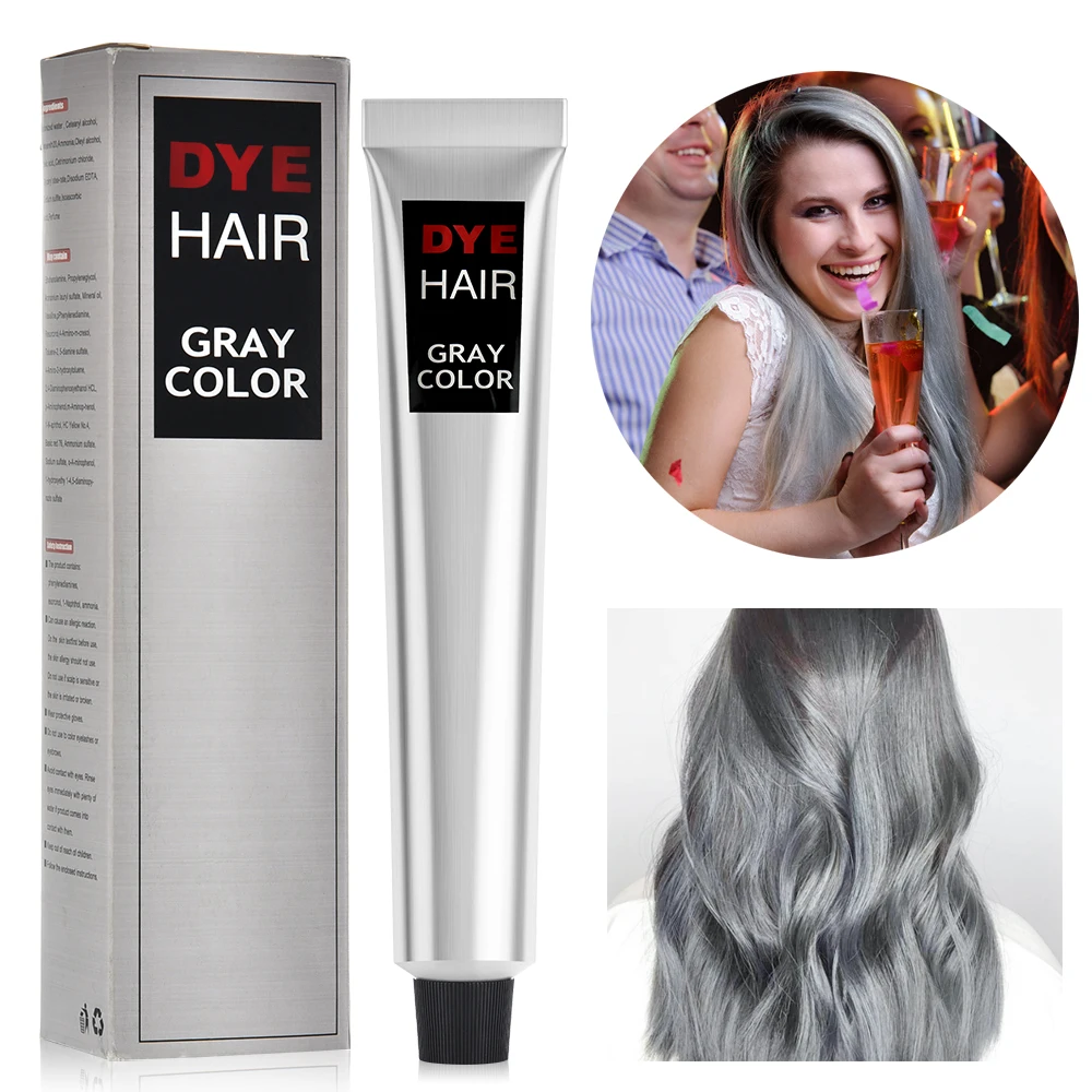 Gray Color Hair Dye Cream Unisex Smoky Gray Punk Style 100ml Light Grey Silver P