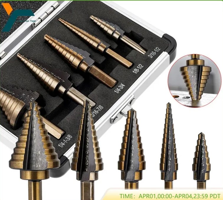 HSS 4241 Cobalt Multiple Hole 50 Sizes Step Drill Set Tools Aluminum Case Metal 