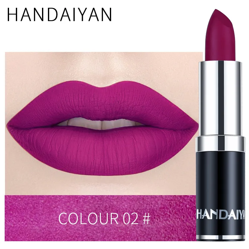 Handaiyan Sexy Nude Red Brown Purple Lipgloss Matte Lip Gloss Velvety Lipstick M