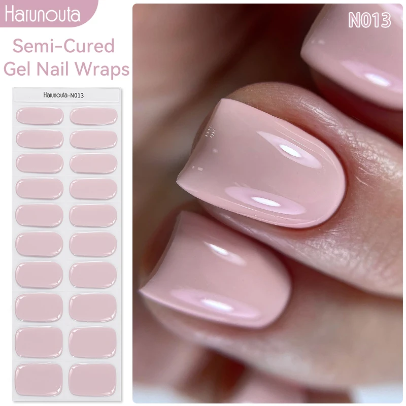 Nude Semi-cured Gel Nail Sticker Wraps Autumn Colors Long Lasting For Manicure P