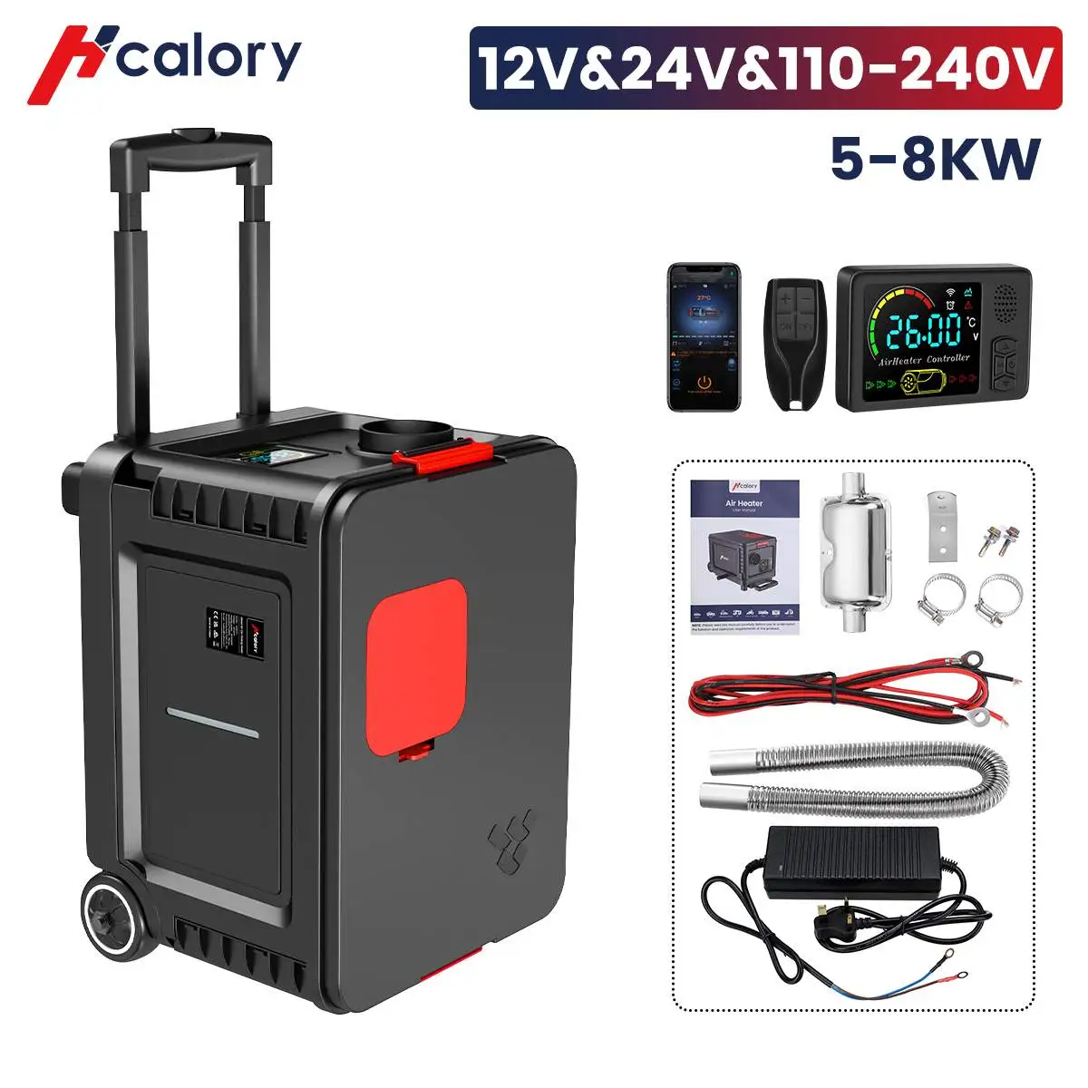 Hcalory Car Heater All in One 5KW 12V bluetooth App Smart Remote Control Diesel 