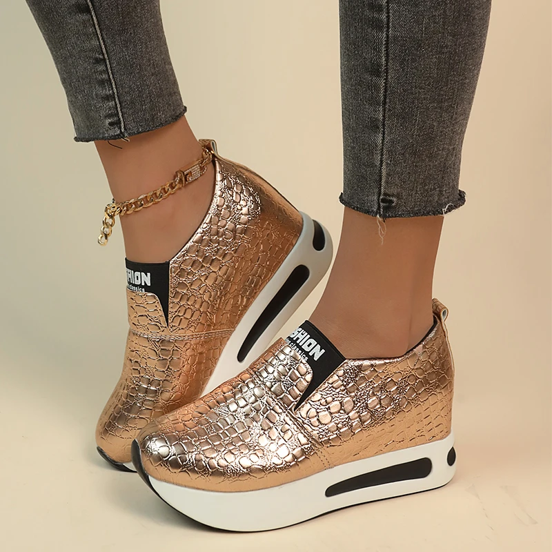 Hidden Heel Sneakers for Women Spring Chunky Platform Vulcanized Shoes Female Li