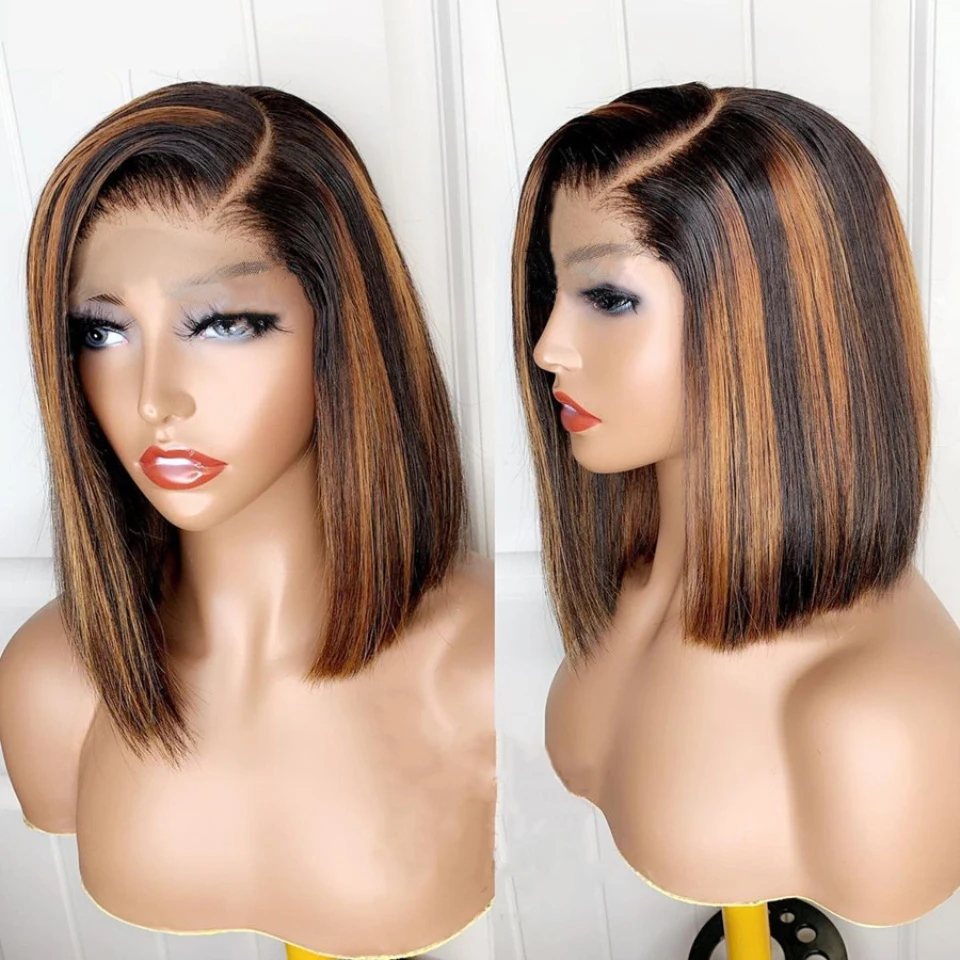 Highlight Wig Human Hair Bob Wig Straight Lace Front Wig Human Hair Brazilian Sh