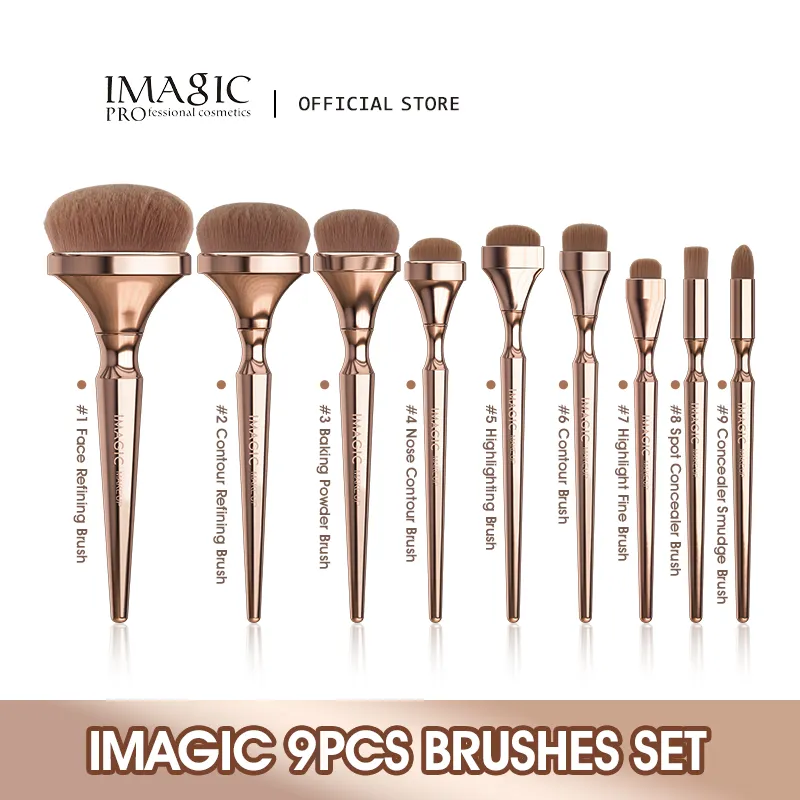 IMAGIC 9pcs Makeup Brushes Set Foundation Highlighter Eye Shadow Blush Powder So