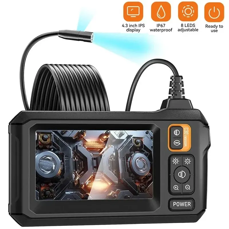 Industrial Endoscope Camera 8mm HD1080P 4.3inch IPS Screen 1080P Pipe Inspection