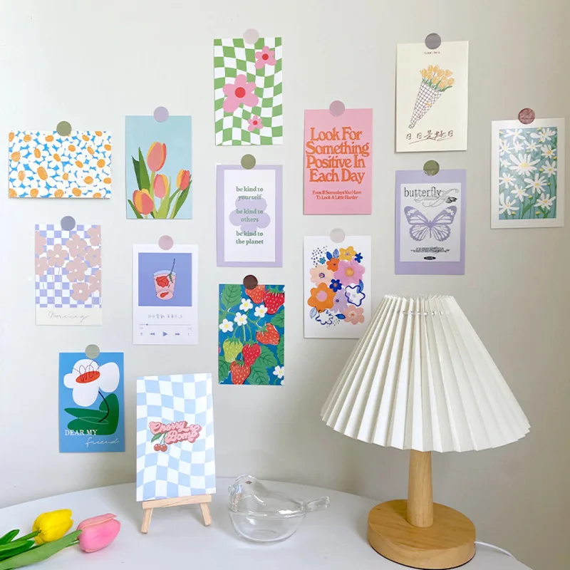 Ins Colorful Flower Tulip Postcards Cute Decorative Card Photo Props Diy Backgro