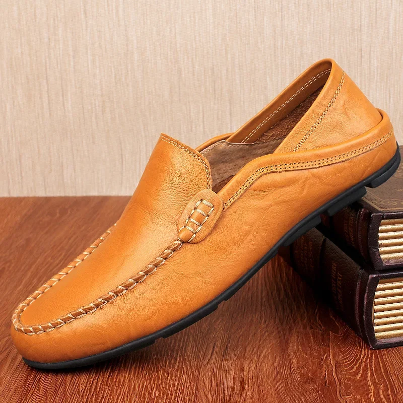 Italian Mens Shoes Casual Luxury Brand Summer Men Loafers Genuine Leather Moccas