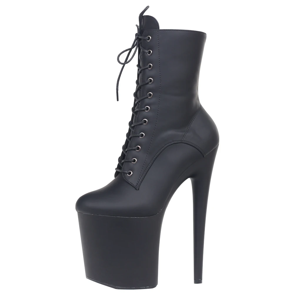 JIALUOWEI INS Style 20CM Extreme High Heels Platform Boots Lace Up Sexy Pole Dan