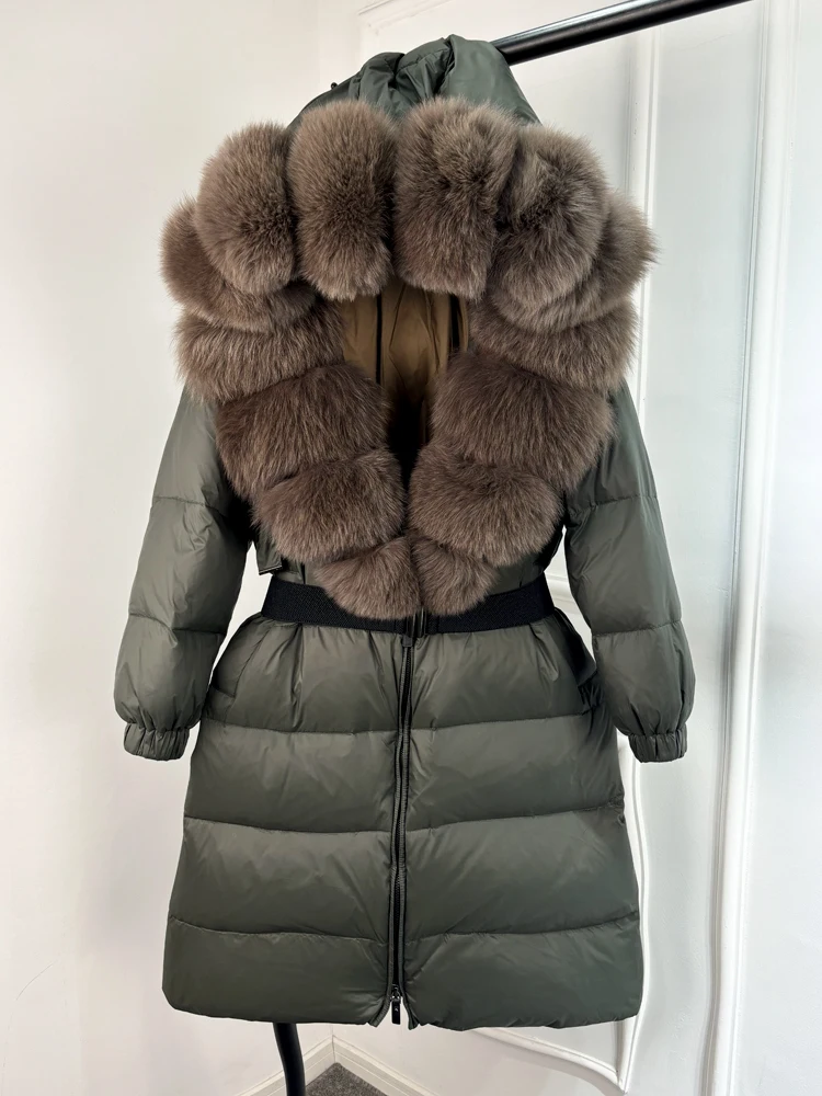 Janveny New Natural Thick Warm 90% White Duck Down Coat Long Winter Jacket Women