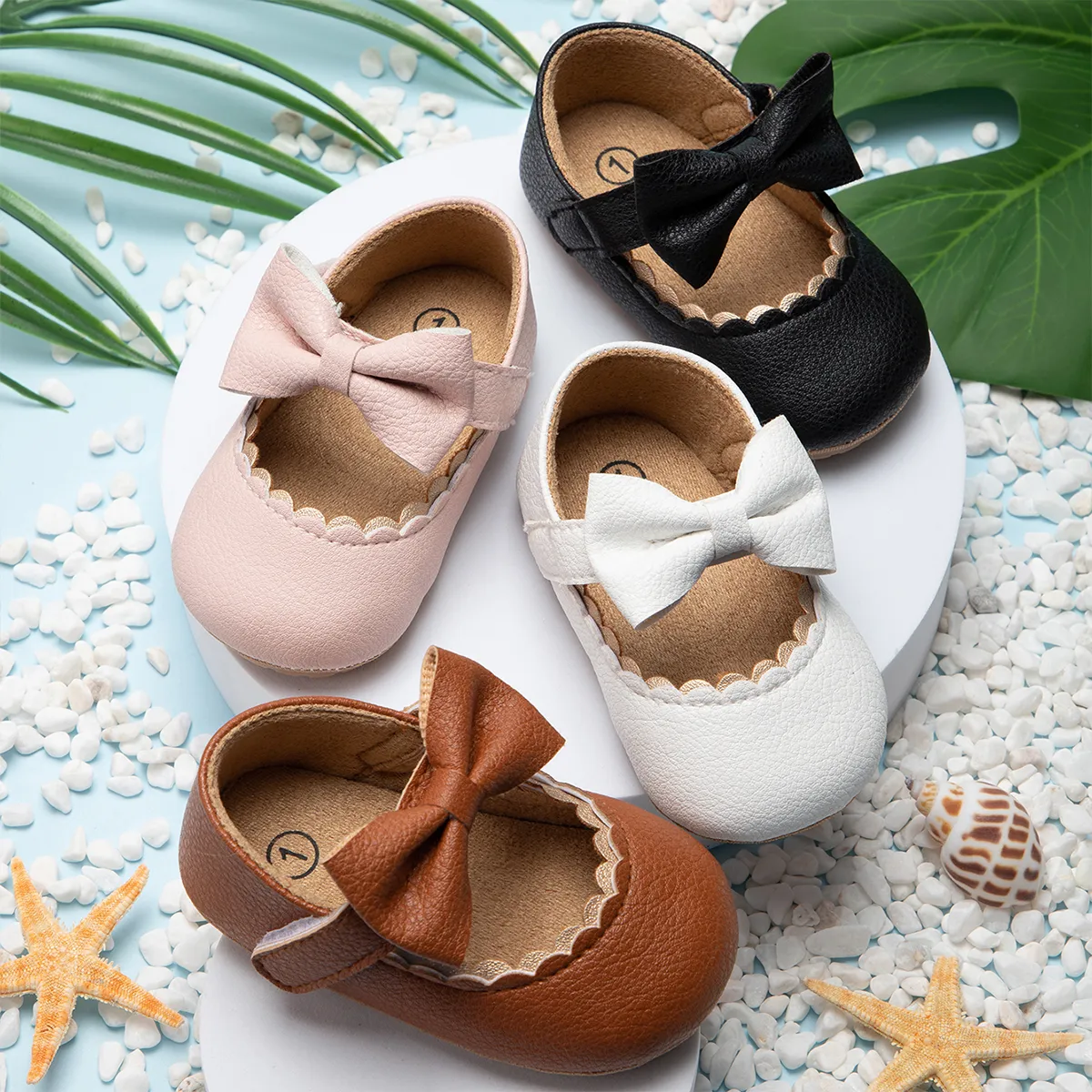 KIDSUN Baby Casual Shoes Infant Toddler Bowknot Non-slip Rubber Soft-Sole Flat P
