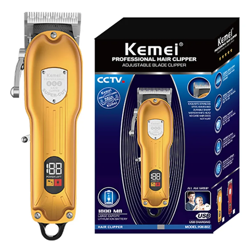 Kemei barber professional hair trimmer for men rechargeable hair clipper cordles