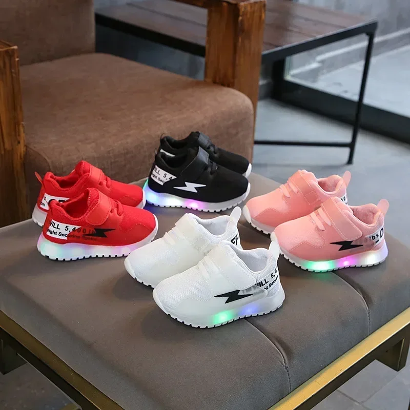 Kid Tennis Spring And Autumn Children LED Sneakers Boys Glowing Shoes kids Baby 