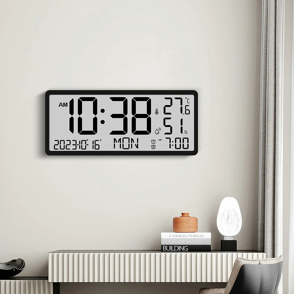 LED Alarm Clocks Large Digital Real-time Temperature Humidity Clocks Sitting And