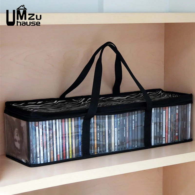 Large DVD Bag CD DISC Comic Book Toy Clothes Storage Clear Zipper Case with Hand