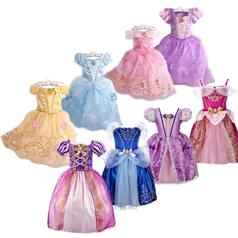 Little Girl Rapunzel Costume Party Fancy Princess Dress Christmas Cosplay Belle 