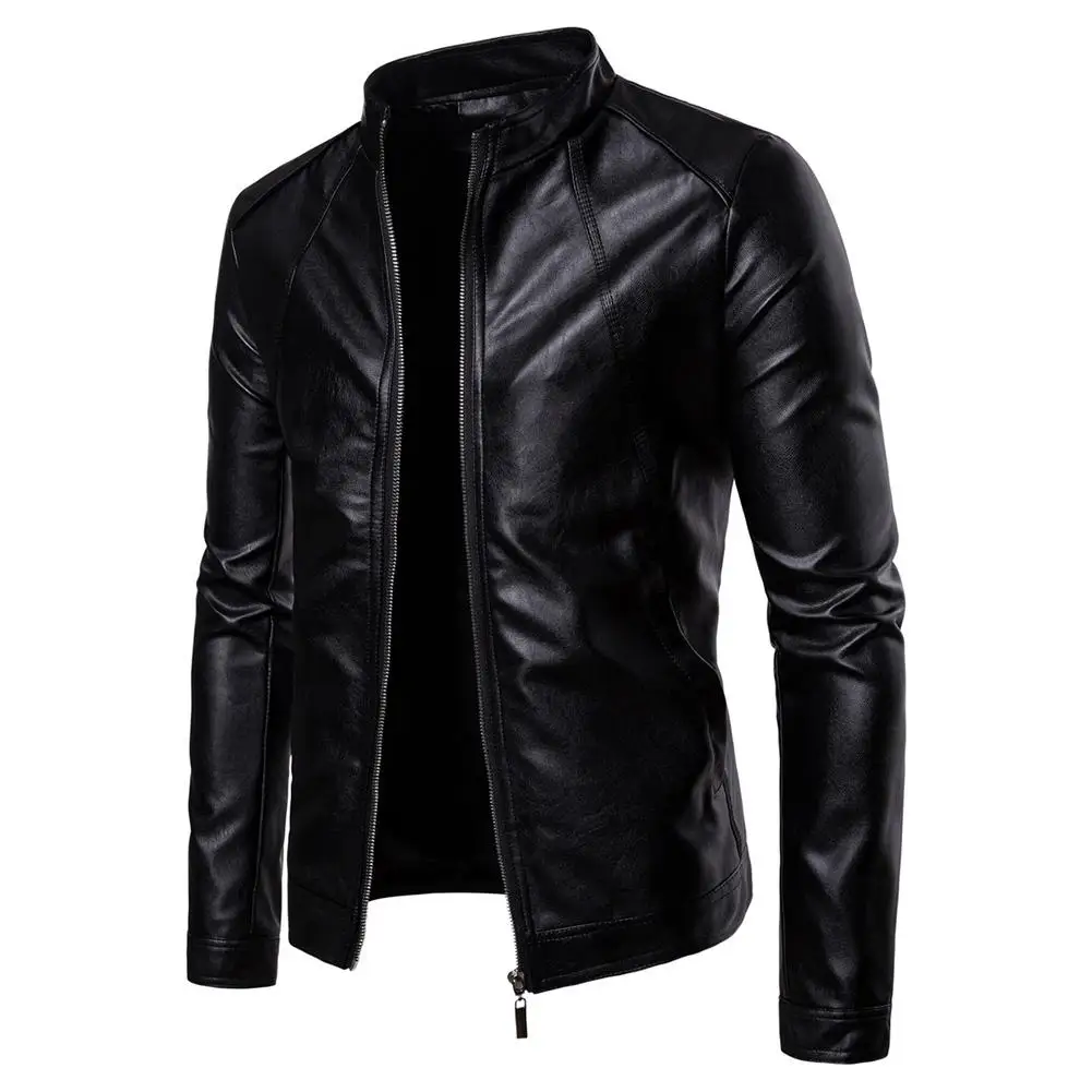 Men's Slim Jacket Fashion Solid Color Motorcycle Winter Jackets chaqueta hombre 