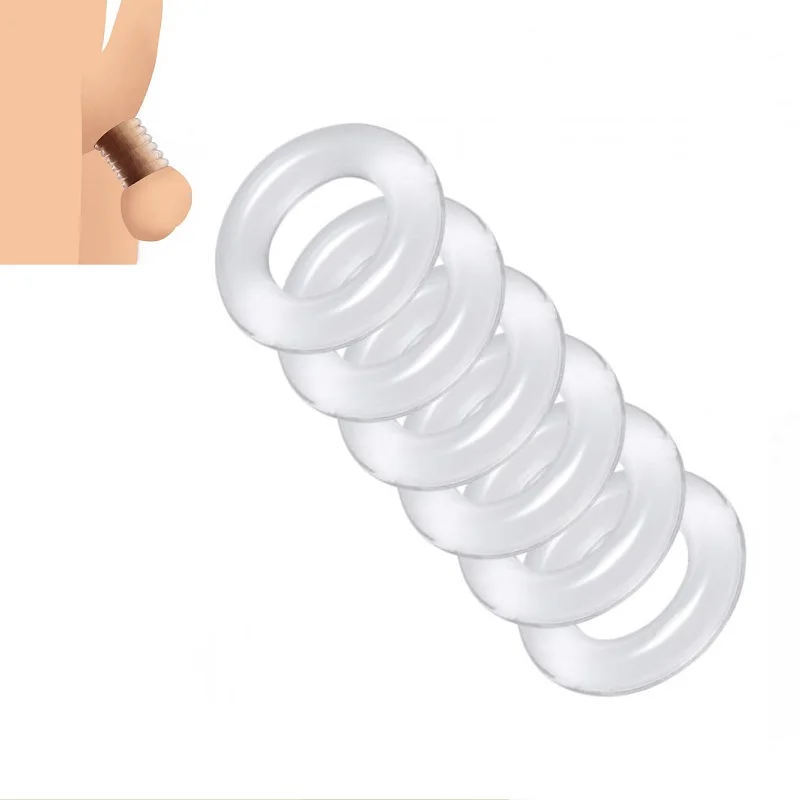 Male 6pcs 1 set Silicone Penis lock Cock Ring bondage Erection Delay Ejaculation