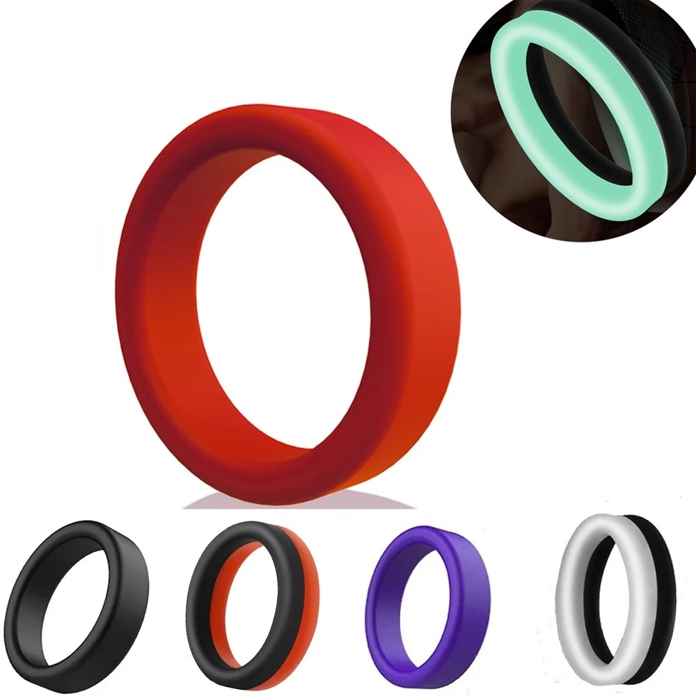 Penis Cock Rings Lock Delay Ejaculation Scrotal Ball Stretcher Chastity Silicone
