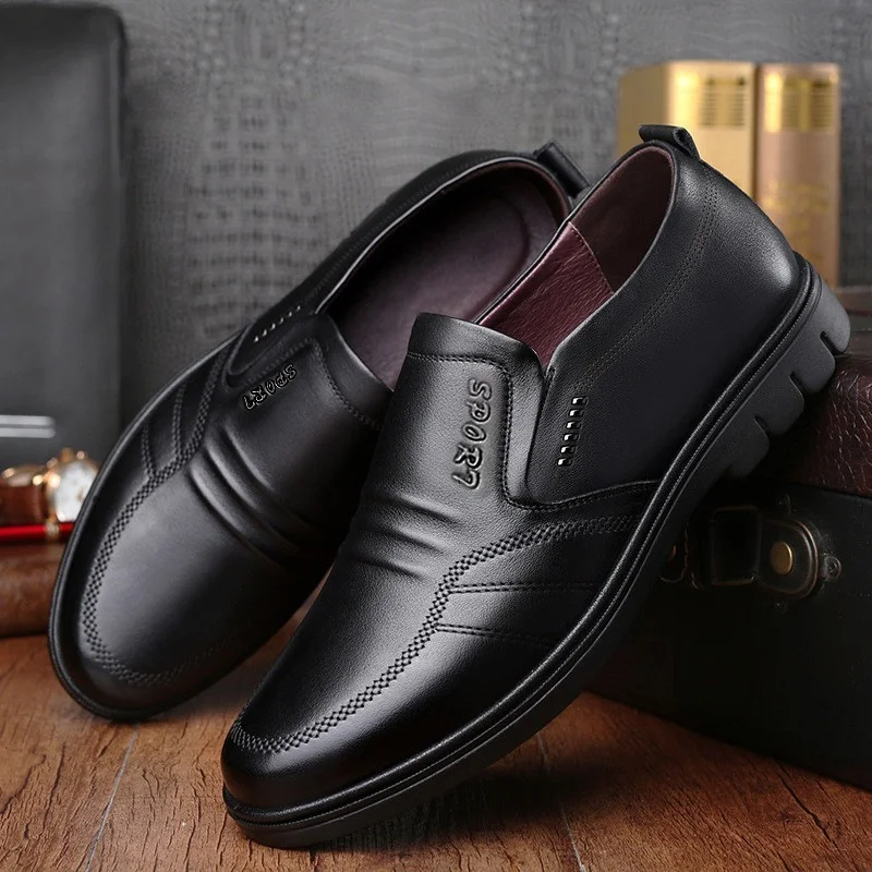 Man Sport Shoe Loafers Men Non-slip Leather Slip-on Black Driving Shoes Sneakers