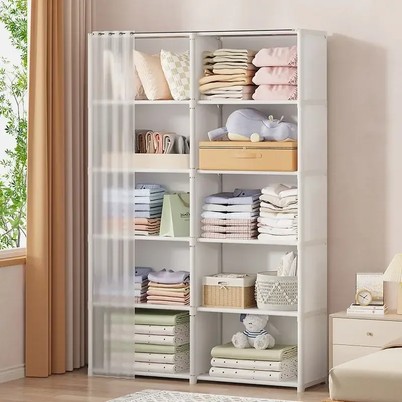 Mattress Topper Shelf Folding Plastic Cabinet Wardrobe for Bedroom Living Room D