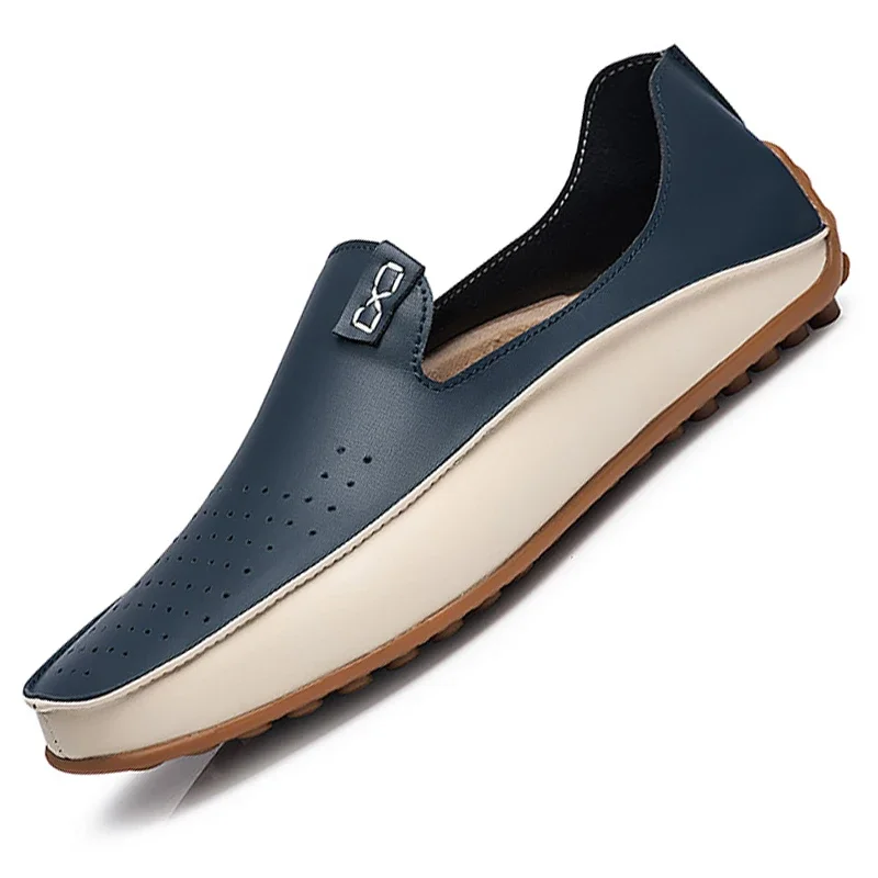 Men Boat Shoes Leather Mens Loafers Lightweight Sneakers Italian Breathable Slip