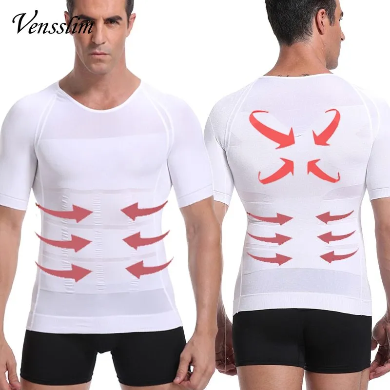 Men Body Shaper Slimming Compression Shirts Gynecomastia Undershirt Seamless Wai