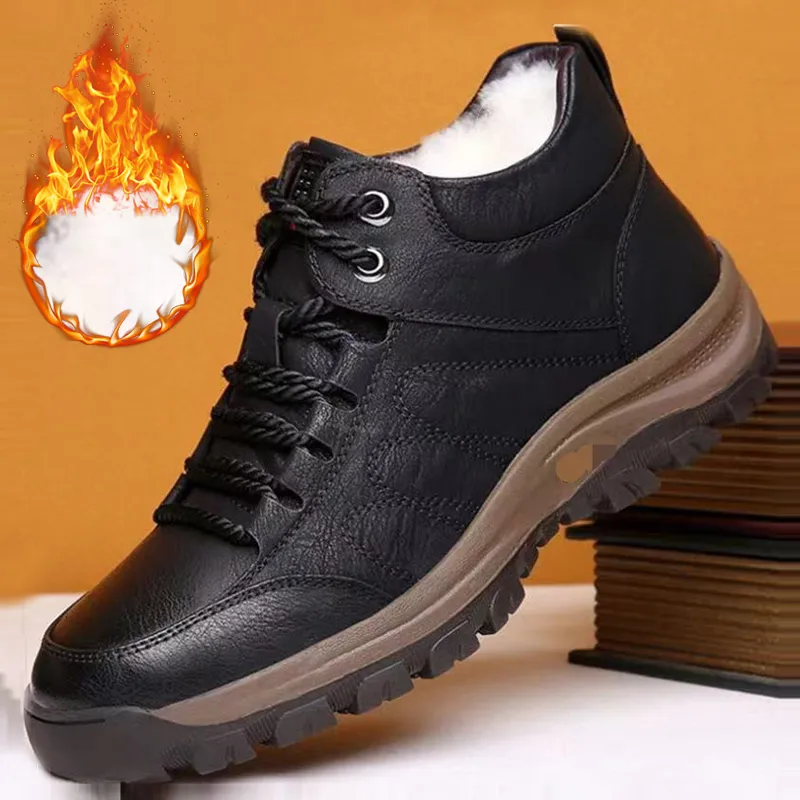 Men Boots Waterproof Snow Boots Warm Fur Winter Men Sneakers Non-Slip Ankel Boot
